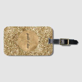 Gold Confetti Glitter Heart Bagagelabel