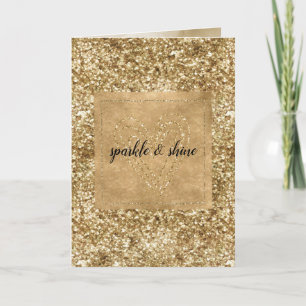 Gold Confetti Glitter Heart Kaart