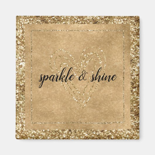 Gold Confetti Glitter Heart Magneet (Voorkant)