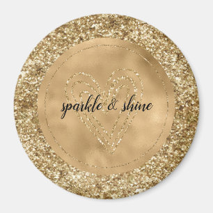Gold Confetti Glitter Heart Magneet