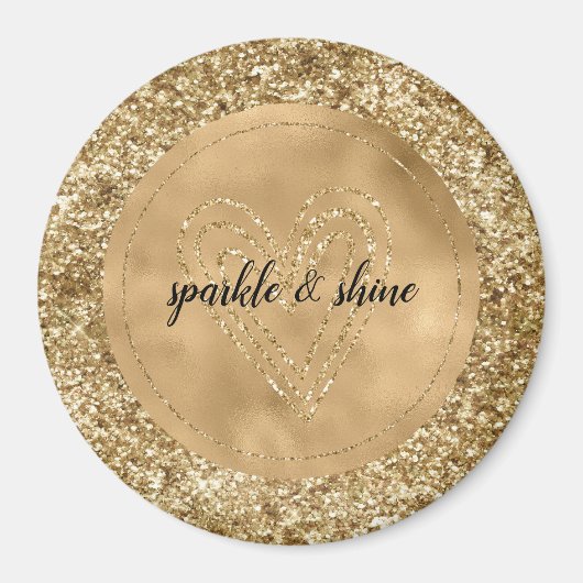 Gold Confetti Glitter Heart Magneet (Voorkant)
