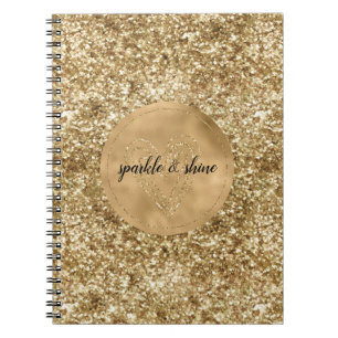 Gold Confetti Glitter Heart Notitieboek