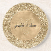 Gold Confetti Glitter Heart Zandsteen Onderzetter (Voorkant)