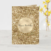 Gold Confetti Glitter Kaart (Gele Bloem)