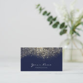 Gold Confetti Glitter Makeup Blue Navy Lashes Visitekaartje (Staand voorkant)
