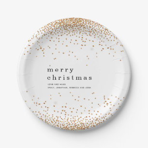 Gold Confetti Glitter Name Merry Kerstry Papieren Bordje