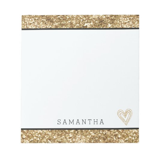 Gold Confetti Glitter Notitieblok (Voorkant)