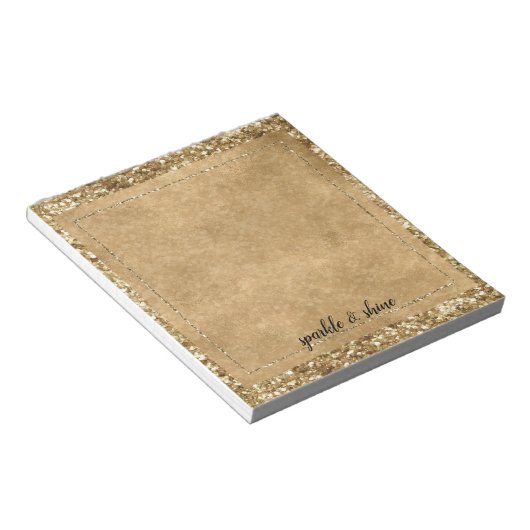 Gold Confetti Glitter Notitieblok (Schuin)