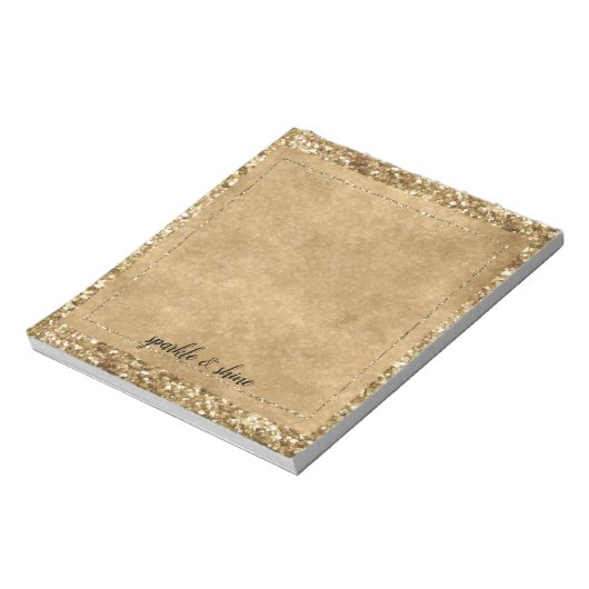 Gold Confetti Glitter Notitieblok (Linkerzijde)