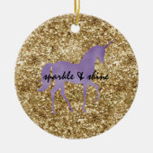 Gold Confetti Glitter Paarse Unicorn Keramisch Ornament (Voorkant)