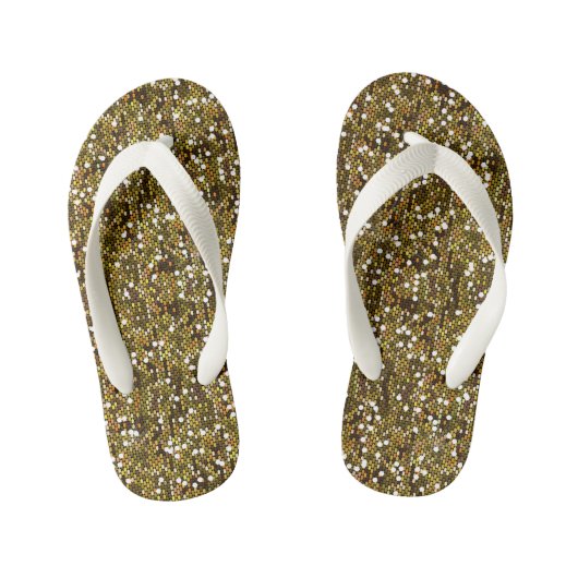 Gold Confetti Glitter Print Kinder Teenslippers (Voetbed)