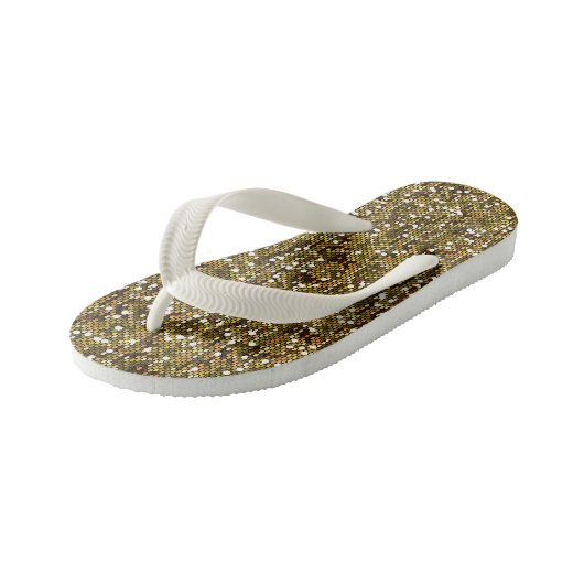 Gold Confetti Glitter Print Kinder Teenslippers (Schuin)