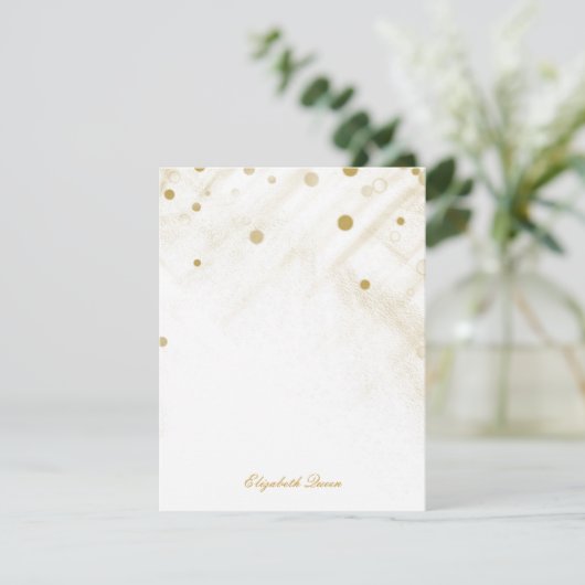Gold Confetti Glitter Stippen Invitation Stationer Kaart (Staand voorkant)