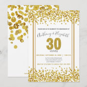 Gold Confetti Glitter-Style, 30e Jubileum Partij Kaart (Voorkant / Achterkant)