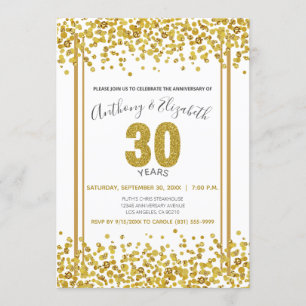 Gold Confetti Glitter-Style, 30e Jubileum Partij Kaart