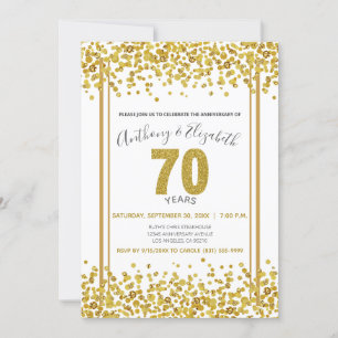 Gold Confetti Glitter-Style 70e Jubileum Partij Kaart
