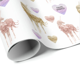 Gold Confetti Glitter Unicorn Cadeaupapier