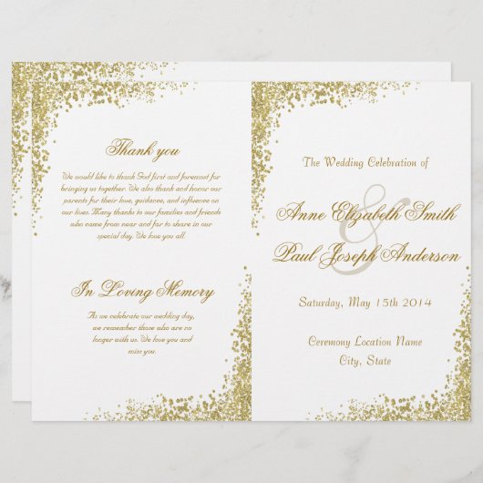 Gold confetti & Glitter vouwprogramma (Voorkant / Achterkant)