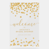 Gold Confetti Glitter Vrijgezellenfeest Welkom Acryl Bord (Voorkant)