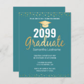 Gold Confetti Graduation Party Invitation (Voorkant / Achterkant)