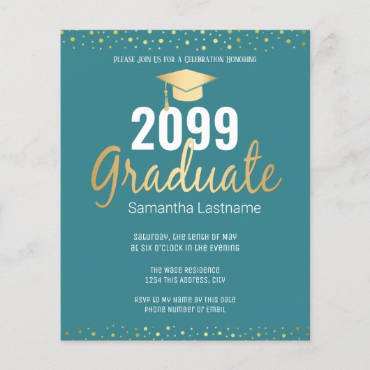 Gold Confetti Graduation Party Invitation (Voorkant)