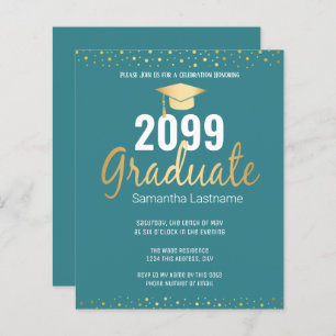Gold Confetti Graduation Party Invitation