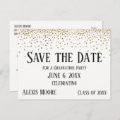 Gold Confetti Graduation Party Save the Date Briefkaart (Voorkant / Achterkant)