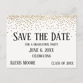 Gold Confetti Graduation Party Save the Date Briefkaart