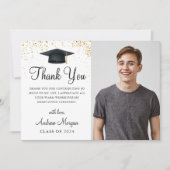 Gold confetti Gradus Afstuderen Foto Bedankkaart (Voorkant)
