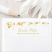 Gold Confetti Hand Script Elegant Moderne Sjabloon Etiket (Insitu)