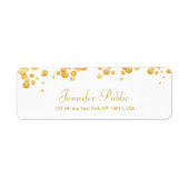Gold Confetti Hand Script Elegant Moderne Sjabloon Etiket (Voorkant)