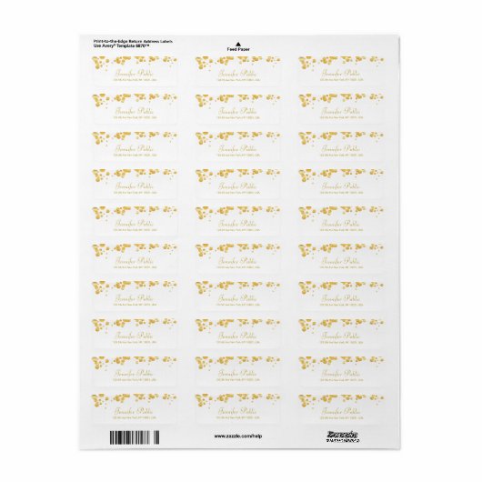 Gold Confetti Hand Script Elegant Moderne Sjabloon Etiket (Full Sheet)