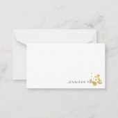 Gold Confetti Hand Script Monogram Elegant Trendy Notitiekaartje (Voorkant)