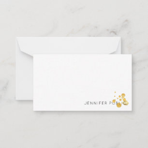 Gold Confetti Hand Script Monogram Elegant Trendy Notitiekaartje