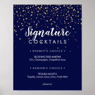 Gold Confetti   Handtekening marine Cocktails Poster