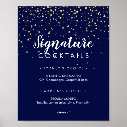 Gold Confetti | Handtekening marine Cocktails Poster (Voorkant)
