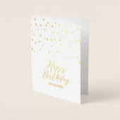 Gold Confetti Happy Birthday Foto Folie Kaart (Voorkant)
