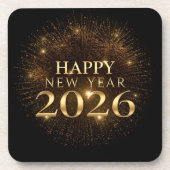 gold confetti happy new year Hard plastic coaster Bier Onderzetter (Voorkant)