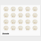 Gold Confetti Happy Nieuwjaar 2023 Ronde Sticker (Vel)