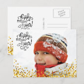 Gold Confetti Happy Nieuwjaar Briefkaart (Voorkant / Achterkant)