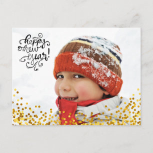 Gold Confetti Happy Nieuwjaar Briefkaart