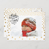 Gold Confetti Happy Nieuwjaar Briefkaart (Voorkant / Achterkant)