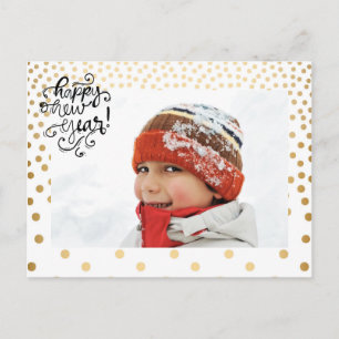 Gold Confetti Happy Nieuwjaar Briefkaart