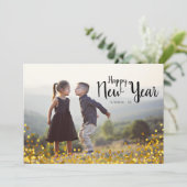 Gold Confetti Happy Nieuwjaarsfotokaart Feestdagenkaart (Staand voorkant)