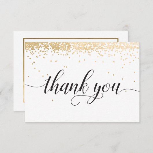 Gold Confetti - Hartelijk dank Bedankkaart (Voorkant / Achterkant)