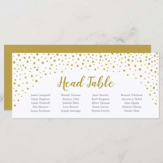 Gold Confetti Head-Kaart Programmakaart (Voorkant / Achterkant)