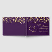 Gold Confetti Hearts 50ste bruiloft Jubileum Gastenboek (Volledig)