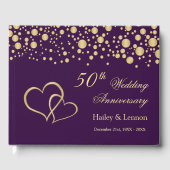 Gold Confetti Hearts 50ste bruiloft Jubileum Gastenboek (Voorkant)