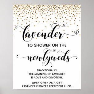 Gold Confetti Hearts Shower met Lavender Sign Poster