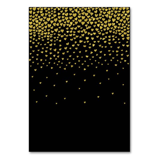 Gold Confetti Hearts tabel nummer Kaart (Achterkant)